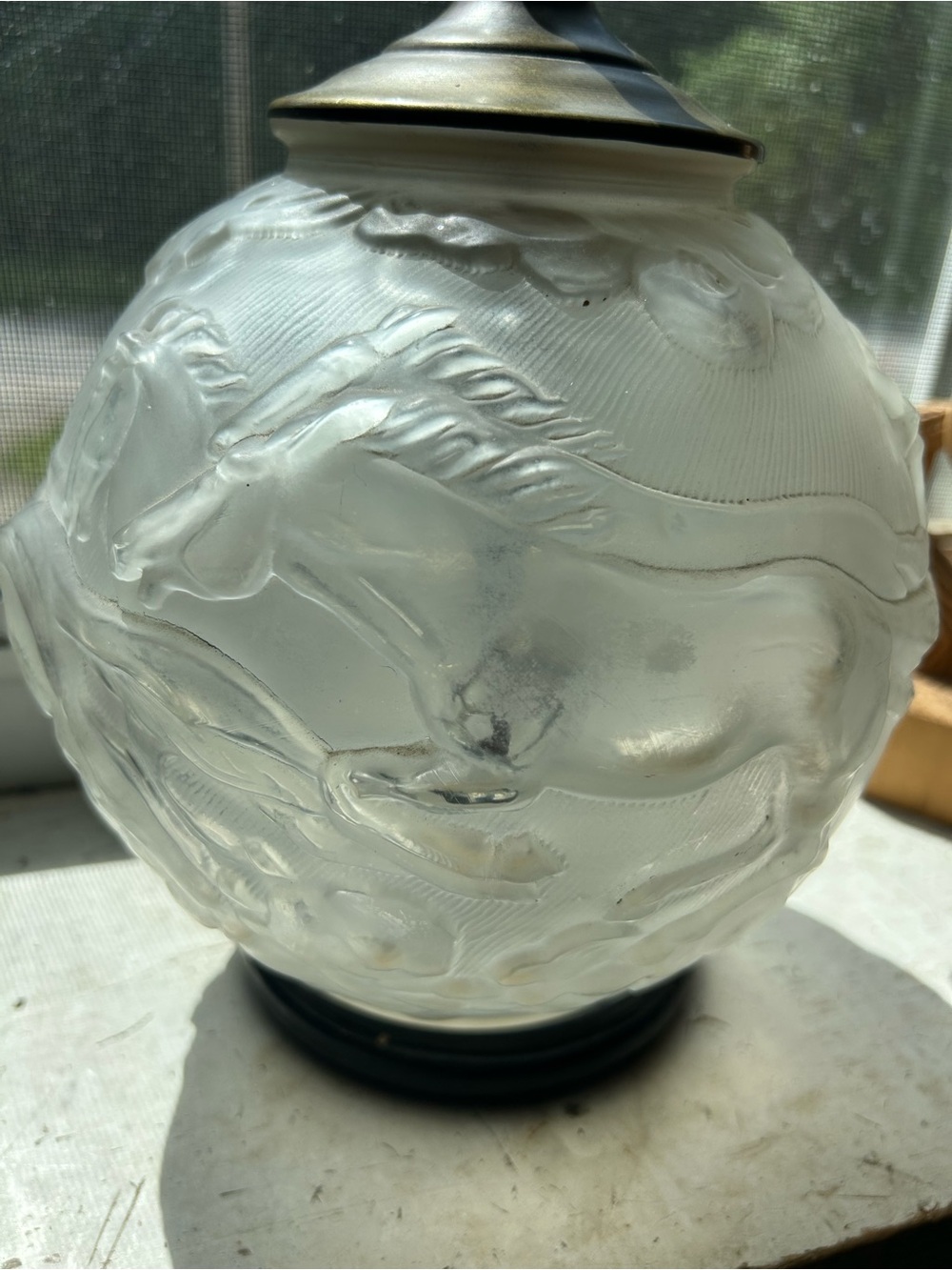Antique Frosted Glass Horse Lamp- Karl Zentner - Picture 2 of 13